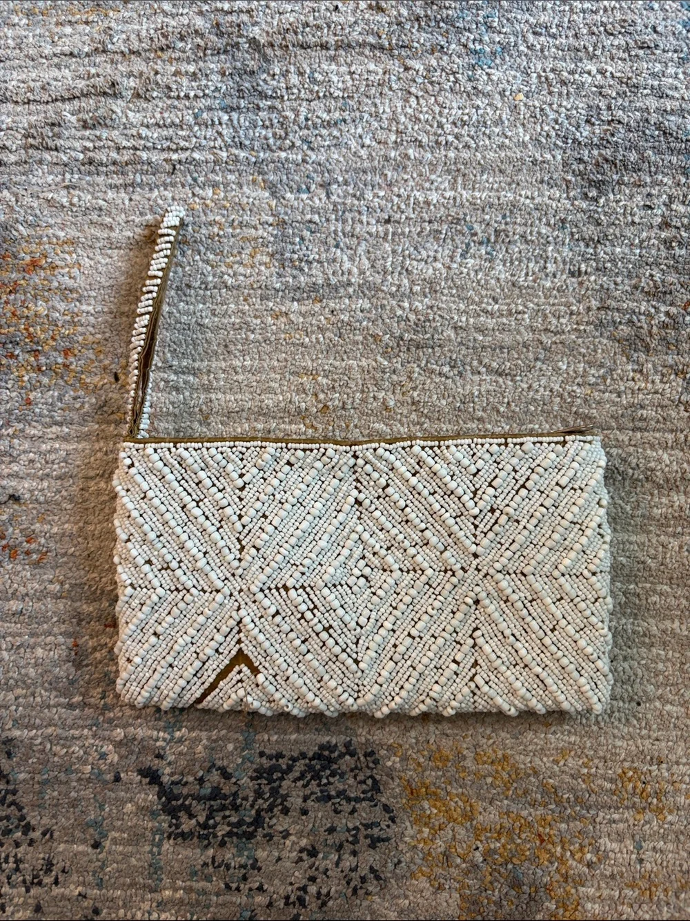 Beaded Ivory Wristlet Clutch